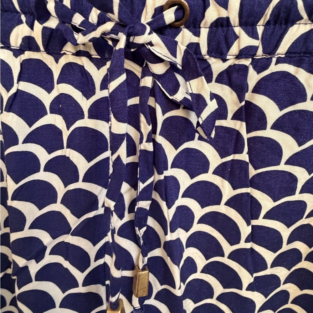 LP large petite Anthropologie beaded jogger pants lightweight blue white scallop - Picture 8 of 12
